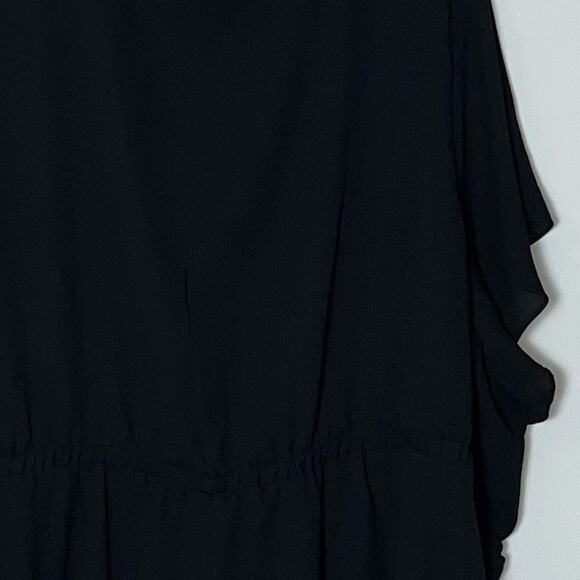 Torrid Black Babydoll Georgette Lace-Up Blouse Lace Front Tie Woman's Size 5X - Picture 16 of 16